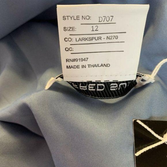 ALFRED SUNG Blue Satin Halter Jewel Neck Gown - Picture 7 of 8